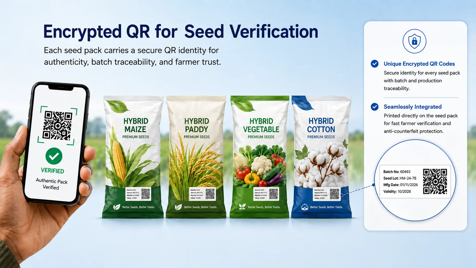 Encrypted QR for Seed Pack Verification